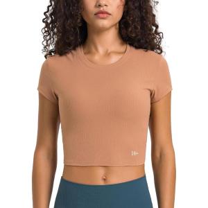 imageYvette Womens Athletic TShirts Workout Crop Top Short Sleeve Running Basic Tee Gym Casual Cropped ShirtsPink