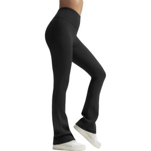 imageYvette Womens Flare FleeceLined Leggings High Waisted Yoga Pants for Daily WearBlack