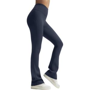 imageYvette Womens Flare FleeceLined Leggings High Waisted Yoga Pants for Daily WearNavy