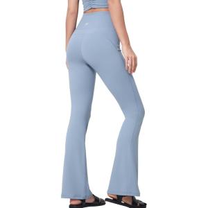 imageYvette Womens High Waist Yoga Leggings Flare Pants for Workout Daily WearBlue