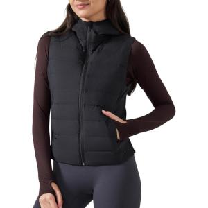 imageYvette Womens Hooded Lightweight Warm Windproof Zip Up Sleeveless Jacket for Hiking Golf RunningBlack