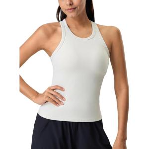 imageYvette Workout Tank Top with Builtin Bra for Women Padded Racerback Athletic Shirts Breathable Camisole Gym YogaWhite