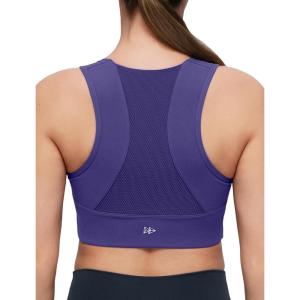 imageYvette Yoga Bra Racerback ampamp Mesh Panels Square Neck Fixed Cups Sports Bra for Women Light Support Workout Tank TopBlue