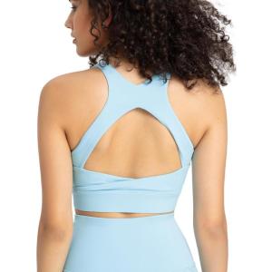 imageYvette Yoga Sports Bras for Women Full Support Open Back Sports Bra Crop Tank with Removable PadsBlue