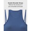 imageYvette Racerback Crop Top with Removable Built in Bra Thin Straps Sports Bra for WomenBlue