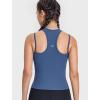 imageYvette Racerback Crop Top with Removable Built in Bra Thin Straps Sports Bra for WomenBlue