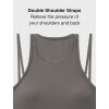 imageYvette Racerback Crop Top with Removable Built in Bra Thin Straps Sports Bra for WomenGrey