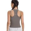imageYvette Racerback Crop Top with Removable Built in Bra Thin Straps Sports Bra for WomenGrey