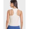 imageYvette Racerback Crop Top with Removable Built in Bra Thin Straps Sports Bra for WomenOffwhite