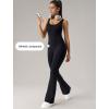 imageYvette Womens Backless Jumpsuits Built in Bra Gym Workout Yoga Rompers Flare Leggings Bodycon BodysuitsBlack