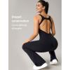 imageYvette Womens Backless Jumpsuits Built in Bra Gym Workout Yoga Rompers Flare Leggings Bodycon BodysuitsBlack
