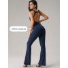 imageYvette Womens Backless Jumpsuits Built in Bra Gym Workout Yoga Rompers Flare Leggings Bodycon BodysuitsBlue