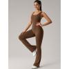 imageYvette Womens Backless Jumpsuits Built in Bra Gym Workout Yoga Rompers Flare Leggings Bodycon BodysuitsCoffee