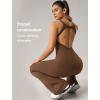 imageYvette Womens Backless Jumpsuits Built in Bra Gym Workout Yoga Rompers Flare Leggings Bodycon BodysuitsCoffee
