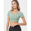 imageYvette Womens Cropped Top Short Sleeve Breathable TShirts Athletic Tee Tank TopsLight Green