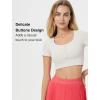 imageYvette Womens Cropped Top Short Sleeve Breathable TShirts Athletic Tee Tank TopsOffwhite