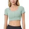 imageYvette Womens Cropped Top Short Sleeve Breathable TShirts Athletic Tee Tank TopsLight Green