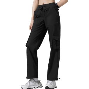 imageYvette Cargo Pants for Women High Waisted Quick Dry Lightweight Hiking Casual Pants with PocketsBlack