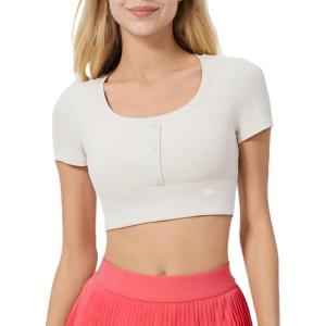 imageYvette Womens Cropped Top Short Sleeve Breathable TShirts Athletic Tee Tank TopsOffwhite