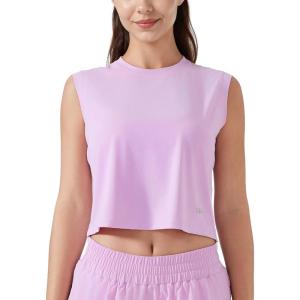 imageYvette Womens Sleeveless Crop Tank Tops Athletic Breathable Lightweight Workout Tennis Yoga Running Tee ShirtsPink