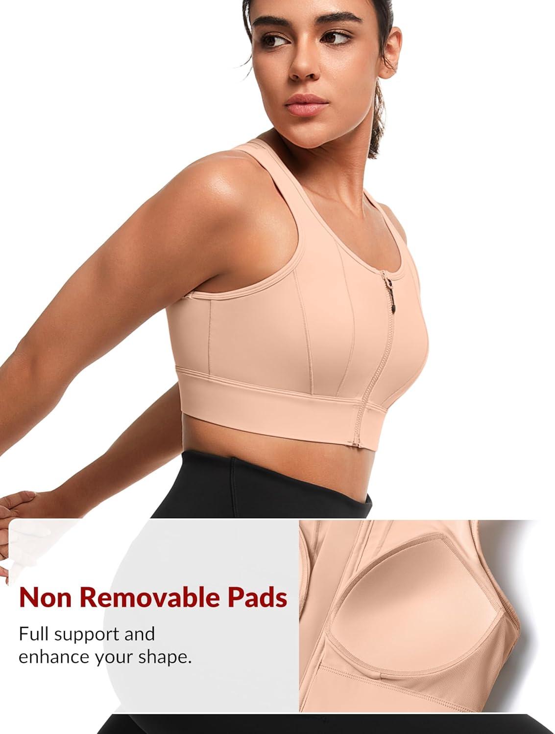 imageYvette Front Closure Sports Bras for Women High Support Large Bust Supportive Sports Bra High Impact for RunningPastel Pink