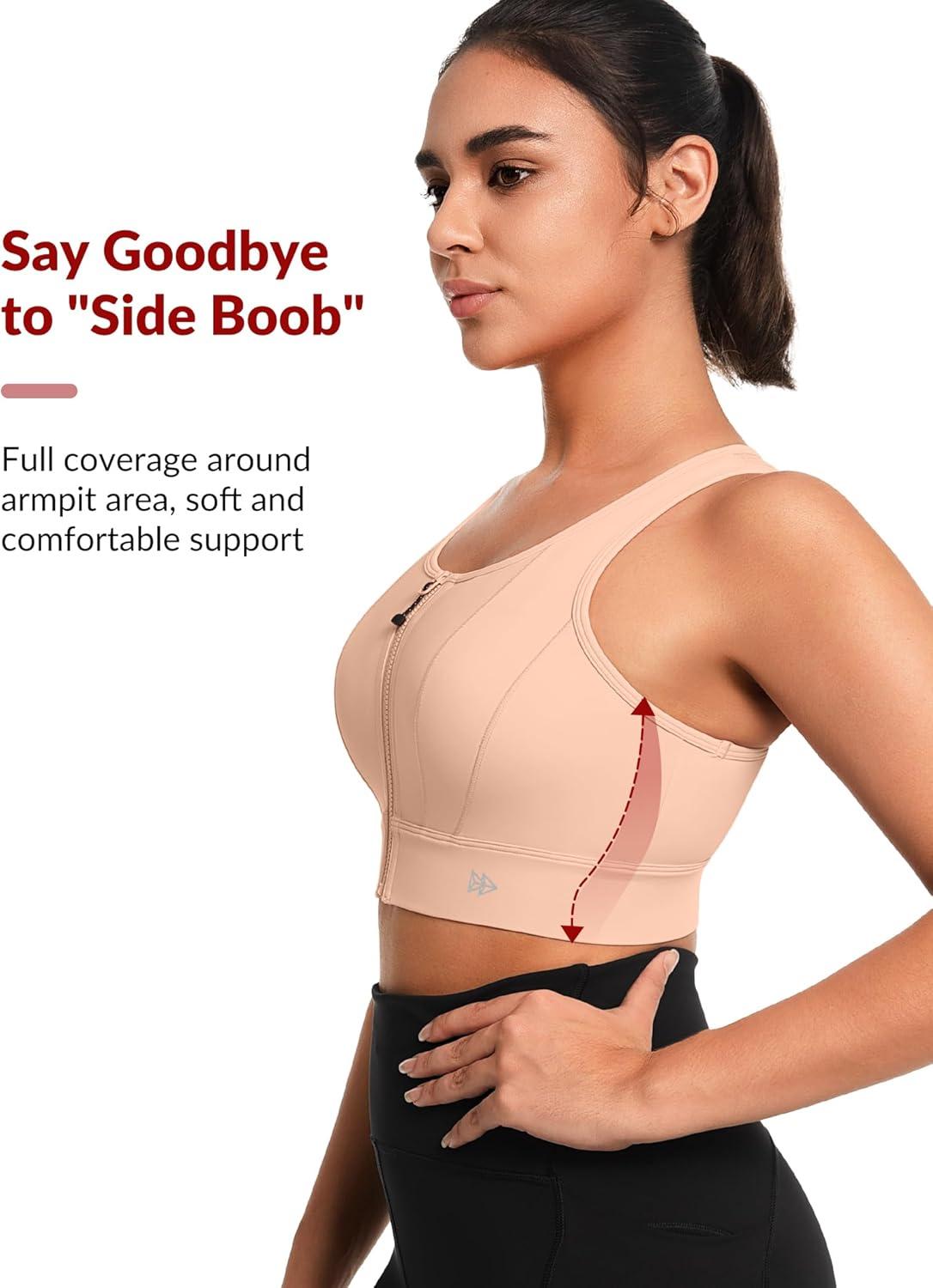 imageYvette Front Closure Sports Bras for Women High Support Large Bust Supportive Sports Bra High Impact for RunningPastel Pink