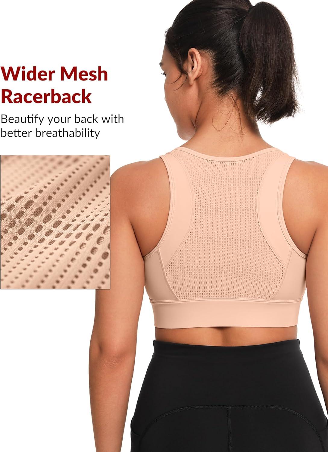 imageYvette Front Closure Sports Bras for Women High Support Large Bust Supportive Sports Bra High Impact for RunningPastel Pink