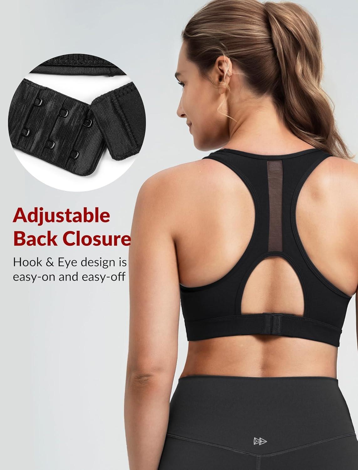 imageYvette Racerback High Neck Sports Bra High Support Sports Bras for Women No Bounce Soft Moisture Wicking Supportive RunningBlack