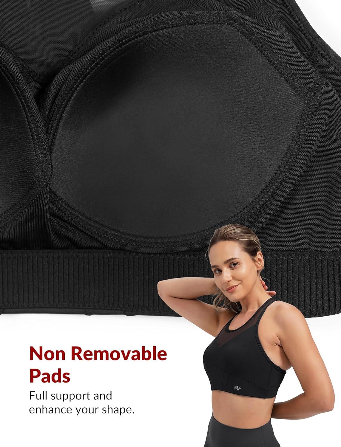 imageYvette Racerback High Neck Sports Bra High Support Sports Bras for Women No Bounce Soft Moisture Wicking Supportive RunningBlack