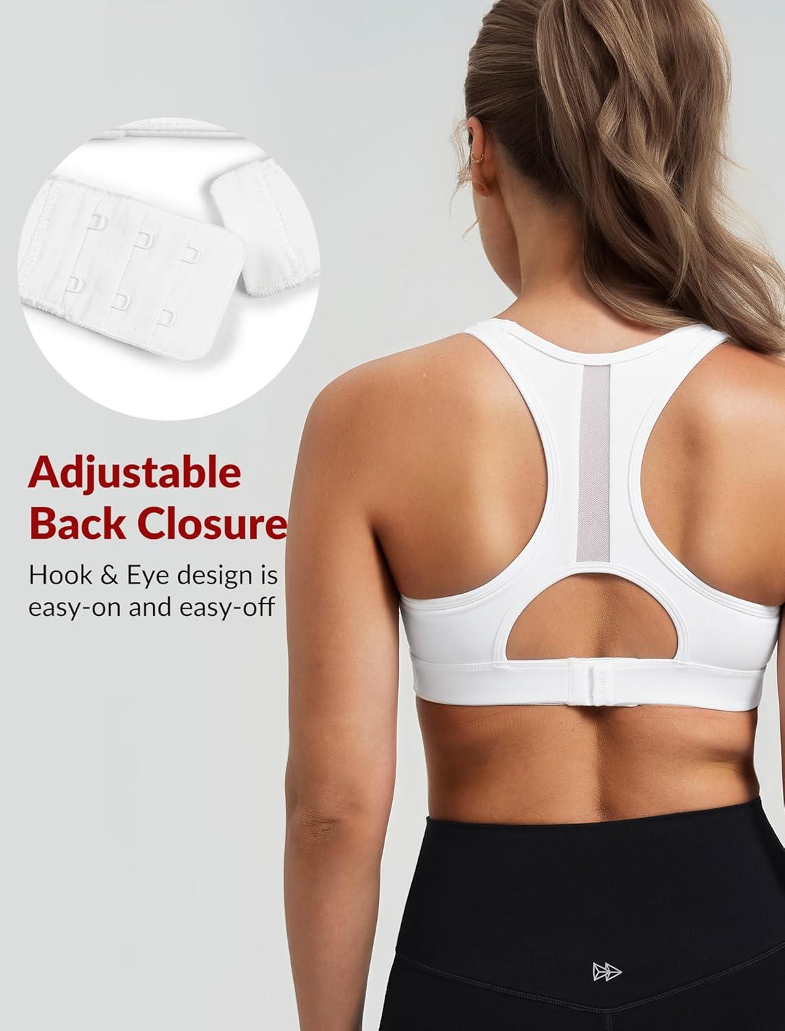 imageYvette Racerback High Neck Sports Bra High Support Sports Bras for Women No Bounce Soft Moisture Wicking Supportive RunningWhite