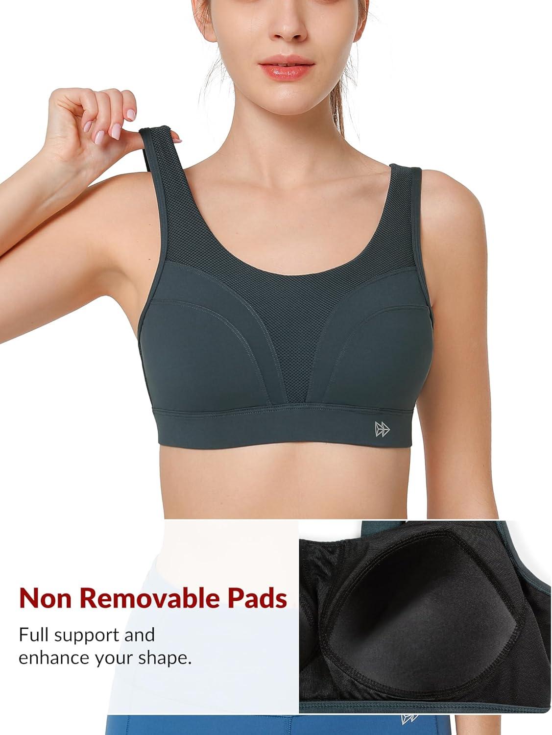 imageYvette Supportive Adjustable Sports Bras for Women High Impact Molded Cup Sports Bra Large Bust Wireless RunningHaze Blue