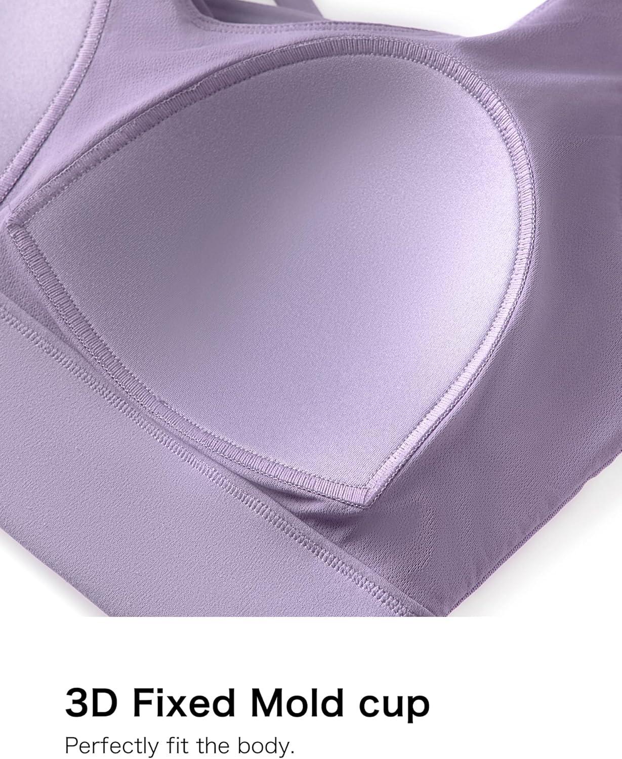 imageYvette Womens Cross Back Sports Bras UNeck Yoga Bra with Wide Straps ampamp Fixed Pads for Workout GymLavender