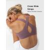 imageYvette Criss Cross Back Yoga Bra with Removable Pad Sports Bras for Women Light Support SexyPurple