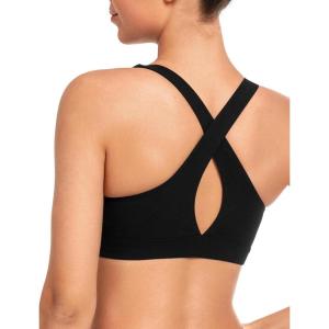 imageYvette Criss Cross Back Yoga Bra with Removable Pad Sports Bras for Women Light Support SexyBlack