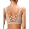 imageYvette Cross Back Yoga Bra U Neck Wide Straps Sports Bra with Removable CupsLight Brown