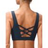 imageYvette Cross Back Yoga Bra U Neck Wide Straps Sports Bra with Removable CupsNavy Blue