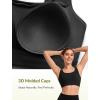 imageYvette Workout Sports Bra for Women RibKnit Patchwork Design Elastic Wide StrapBlack