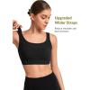 imageYvette Workout Sports Bra for Women RibKnit Patchwork Design Elastic Wide StrapBlack