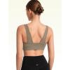 imageYvette Workout Sports Bra for Women RibKnit Patchwork Design Elastic Wide StrapGrey
