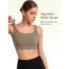 imageYvette Workout Sports Bra for Women RibKnit Patchwork Design Elastic Wide StrapGrey