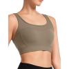 imageYvette Workout Sports Bra for Women RibKnit Patchwork Design Elastic Wide StrapGrey