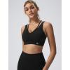 imageYvette VNeck Yoga Bra with Fixed Cups CrossBack Design Sports Bras Workout Crop Top for WomenBlack