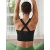 imageYvette Longline Cross Strap Yoga Sports Bras for Women Wide High Sides Light Support Cropped Tank TopBlack