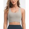 imageYvette Criss Cross Back Padded Strappy U NeckYoga Sports Bras with Removable Cups Light Support Wireless Bra Cropped Tank TopGrey