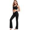 imageYvette Flare Yoga Leggings for Women with Pockets High Waisted Tummy Control Non See Through Gym Workout Bootcut PantsBlack