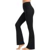 imageYvette Flare Yoga Leggings for Women with Pockets High Waisted Tummy Control Non See Through Gym Workout Bootcut PantsBlack