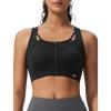 imageYvette Zip Front High Impact Sports Bras for Women Lace Mesh Supportive Bras for WorkoutBlack