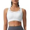 imageYvette Zip Front High Impact Sports Bras for Women Lace Mesh Supportive Bras for WorkoutWhite