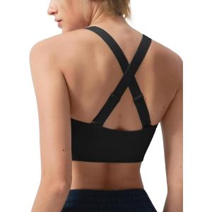 imageYvette Adjustable Front Closure Sports Bras for Women High Support Impact No Bounce Sports Bra Running for Big BreastsBlack