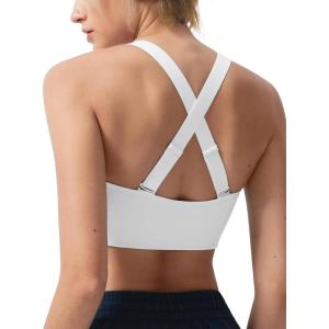 imageYvette Adjustable Front Closure Sports Bras for Women High Support Impact No Bounce Sports Bra Running for Big BreastsWhite